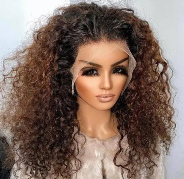 Wig remy brazilian honey Brown colored and human lace