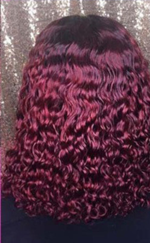 ombre burgundy bob lace front wig